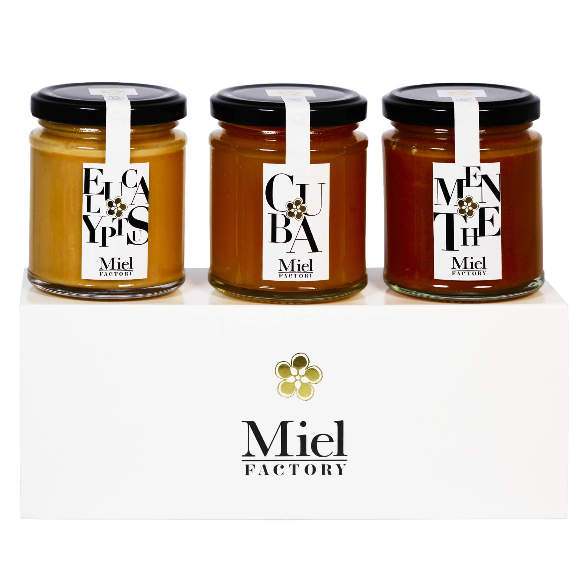 Coffret Cadeau de trois miels du bout du monde, au saveurs originales – Miel  Factory