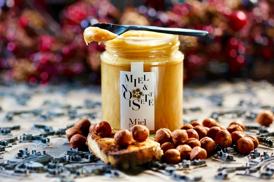 Pâte à tartiner Miel et Noisette avec du miel Mille fleurs Français (94%) et des noisettes (6%)