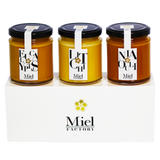 Coffret de trois miels de Madagascar, Litchi, Niaouli, Eucalyptus